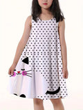 3D Printed Cute Polka Dot Cat Casual Vest Dress