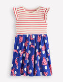 Bright Blue Spotty Cats Printed Sleeveless Dress