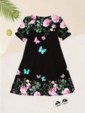 Grünes Blumenhasen-Tüllkleid