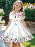 Grünes Blumenhasen-Tüllkleid