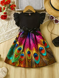 Grünes Blumenhasen-Tüllkleid