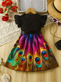 Grünes Blumenhasen-Tüllkleid