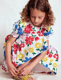 Multi Rainbow Floral Printed Cotton Dress