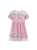 Grünes Blumenhasen-Tüllkleid