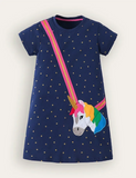 Kleid mit Regenbogen-Einhorn-Applikation