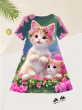 Grünes Blumenhasen-Tüllkleid