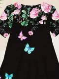 Grünes Blumenhasen-Tüllkleid