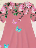 Grünes Blumenhasen-Tüllkleid