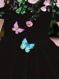 Grünes Blumenhasen-Tüllkleid