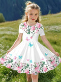 Grünes Blumenhasen-Tüllkleid
