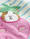 Vestido de algodón con apliques de animales frutales