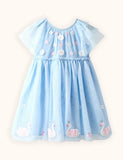 Blue Swan Appliqué Tulle Party Dress
