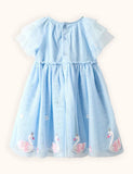 Blue Swan Appliqué Tulle Party Dress