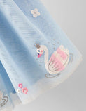 Blue Swan Appliqué Tulle Party Dress