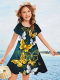 Grünes Blumenhasen-Tüllkleid