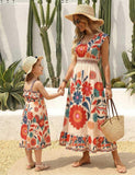 Vestido de praia de verão sem costas para mamãe e eu
