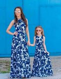 Porcelain Printed Long High Waist Family Matching Dress - Mini Taylor