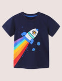 レインボーロケットプリントTシャツ