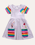 Rainbow Unicorn Appliqué Dress - Mini Taylor