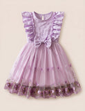 Butterfly Embroidered Flying Sleeve Tulle Dress