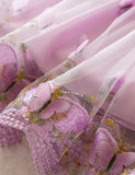 Butterfly Embroidered Flying Sleeve Tulle Dress