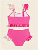 Split Ruffle Edge Split Swimsuit