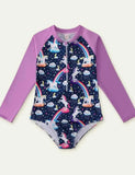 Unicorn Printed Long Sleeve Swimsuit - Mini Taylor
