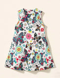 Multi Butterfly Printed Sleveless Dress