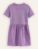 Aster Purple Dinosaurs Applique Dress